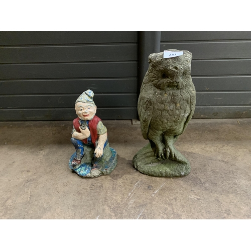 281 - GARDEN OWL & GNOME