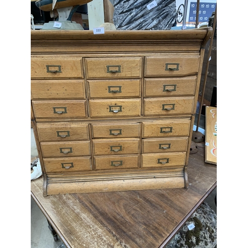 222 - IN THE STYLE OF GLOBE WERNICKE HABERDASHERY DRAWER UNIT IN OAK