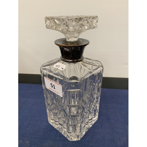 51 - DECANTER HALLMARKED SILVER COLUMN