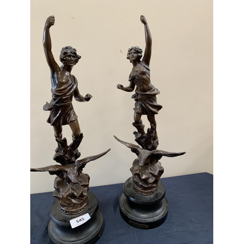 545 - PAIR OF SPELTER FIGURES