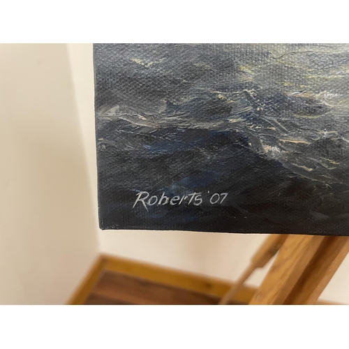 192 - ROBERTS 2007 OIL ON CANVAS SEASCAPE 51CM X 26CM