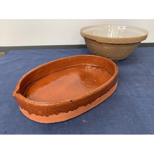 34 - SLIPWARE BOWL ETC