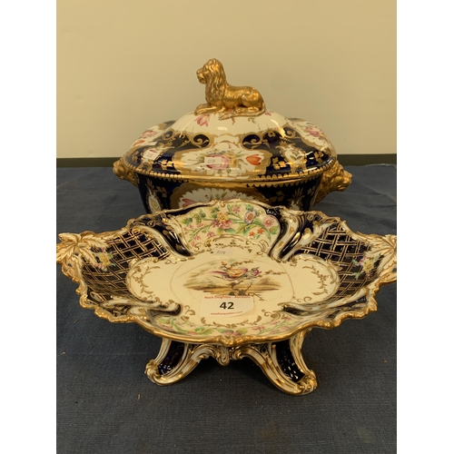 42 - 18TH CENTURY PORCELAIN & GILT TUREEN AF