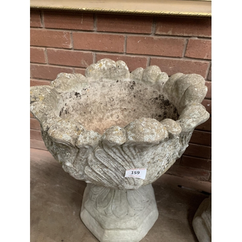 159 - PAIR OF COMPOSITE STONE URNS