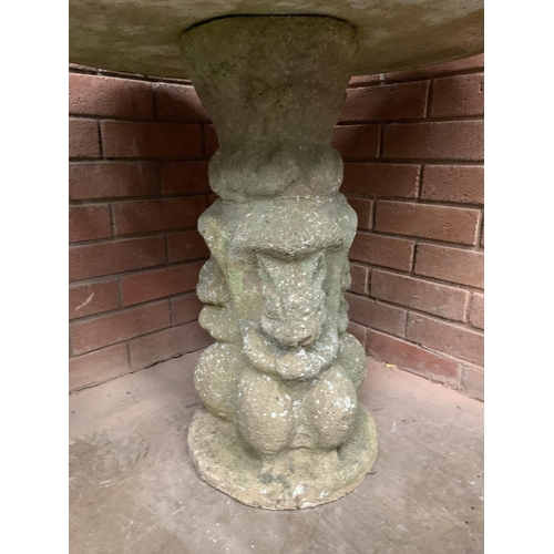 164 - UNUSUAL COMPOSITE STONE GARDEN TABLE APPROX 67CM X 69CM