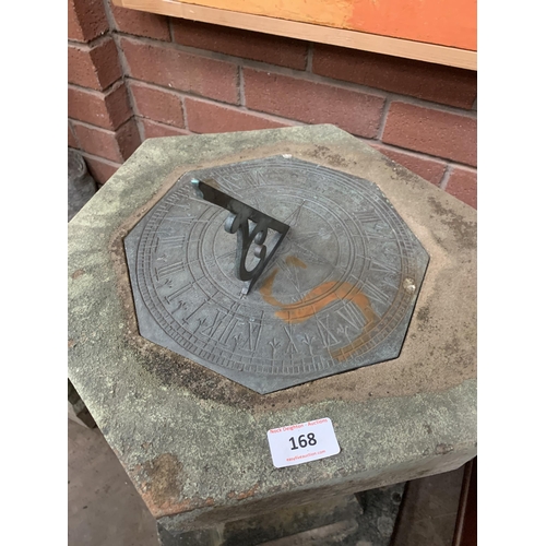 168 - CARVED STONE GEOMETRICAL SUNDIAL APPROX 99CM