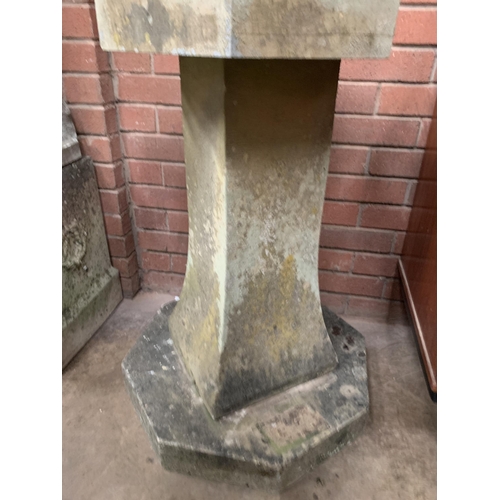 168 - CARVED STONE GEOMETRICAL SUNDIAL APPROX 99CM