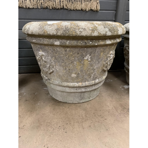 175 - PAIR OF COMPOSITE STONE GARDEN PLANTERS APPROX 45CM X 57CM