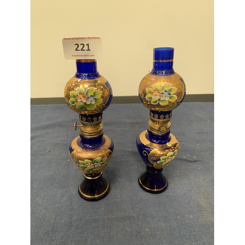 221 - SMALL GILT OIL LAMPS