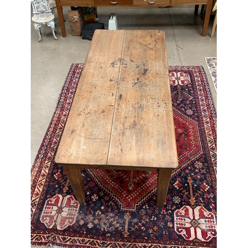 300 - LARGE PINE 2 PANEL TOP BUTCHERS TABLE L:7FT X W:3FT X HT:2.6FT