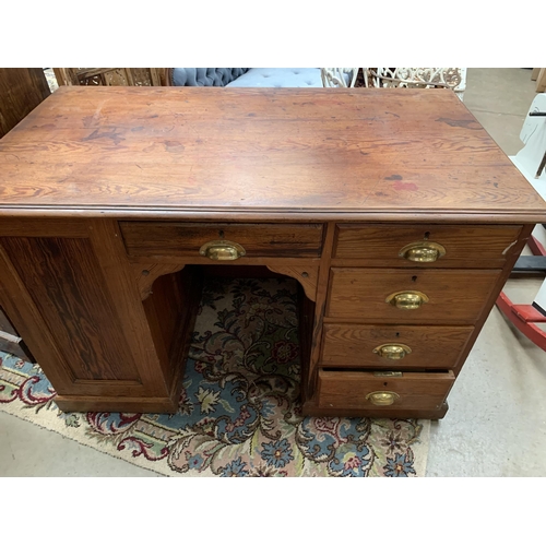 326 - PITCH PINE RAILWAY DESK