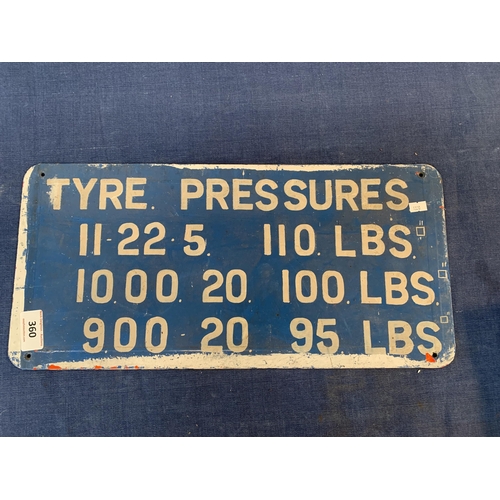 360 - TYRE PRESSURE SIGN