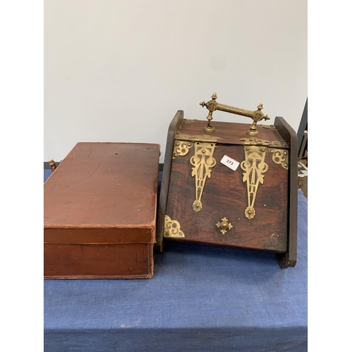 373 - COAL SCUTTLE & LEATHER CASE