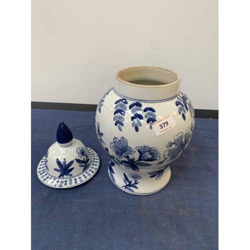 379 - LARGE BLUE & WHITE VASE