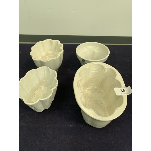 36 - 4 VICTORIAN JELLY MOULDS