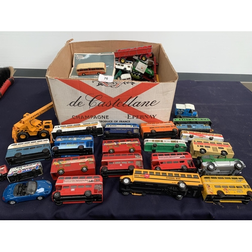 76 - BOX OF DIECAST CARS & BUSES