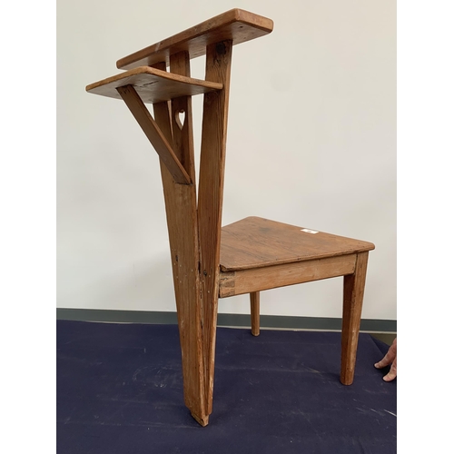 86 - PITCH PINE COCK FIGHTING CHAIR