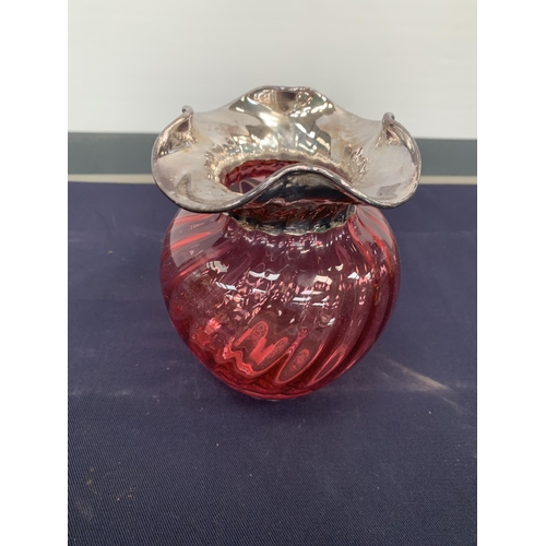 90 - SILVER MOUNTED CRANBERRY WARE