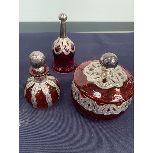 90 - SILVER MOUNTED CRANBERRY WARE