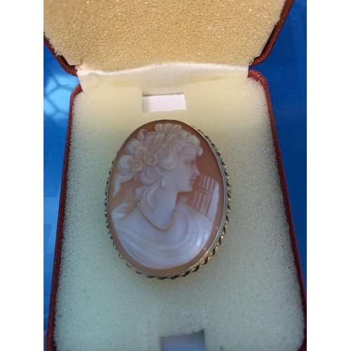 316 - BOXED 9CT GOLD CAMEO BROOCHE