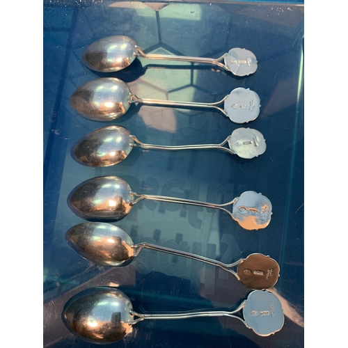 325 - 6 MATCHING SILVER TEASPOONS BIRMINGHAM 1924 MAKER ROBERT CHANDLER 76 GRAMS