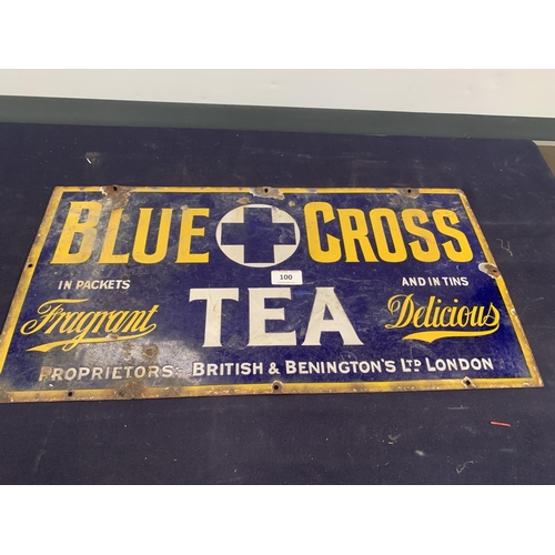 100 - BLUE CROSS TEA ENAMEL SIGN