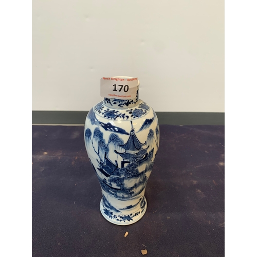 170 - ORIENTAL BLUE & WHITE VASE