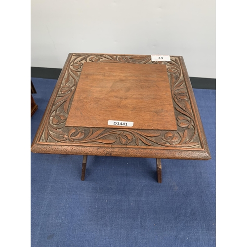 34 - SMALL CARVED WOODEN TABLE