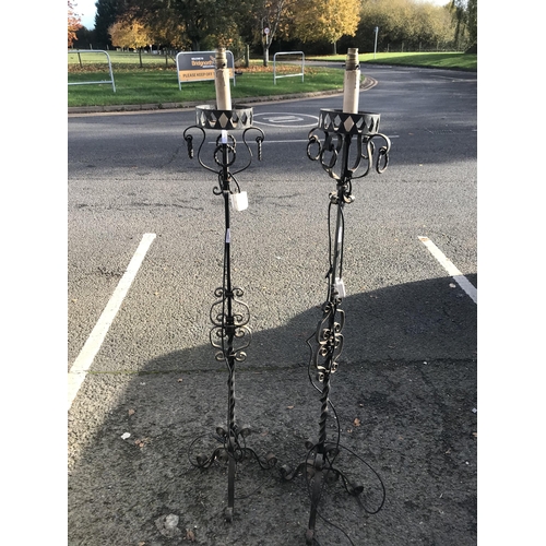 294 - PAIR OF WROUGHT IRON STANDARD LAMPS