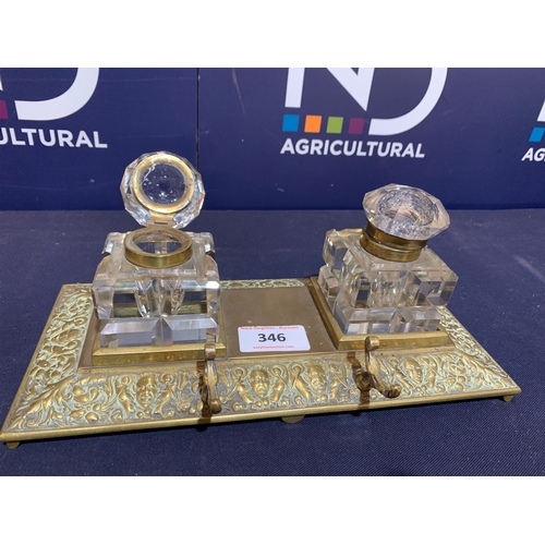 346 - BRASS INKWELLS