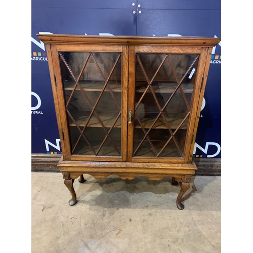 2 - OAK DISPLAY CABINET