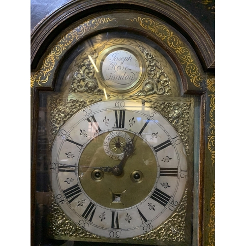 112 - CHINOISERIE DECORATED EIGHT DAY GRANDFATHER CLOCK CIRCA 18TH CENTURY