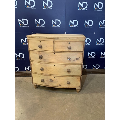 85 - BOW FRONTED PINE CHEST OF DRAWERS