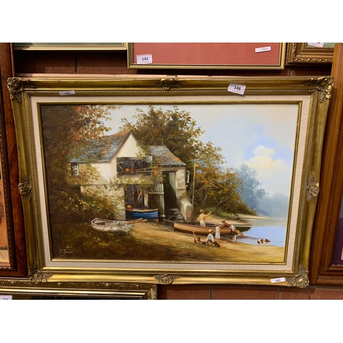 146 - OIL ON CANVAS IN GILT FRAME SIGNED LES PARSON