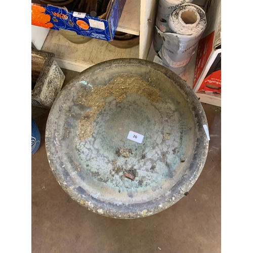 26 - COMPOSITE STONE BIRD BATH APPROX 64CM HIGH