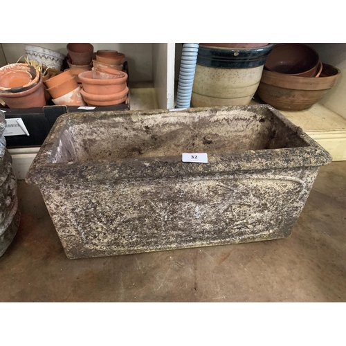 32 - COMPOSITE STONE TROUGH APPROX 57CM X 28CM