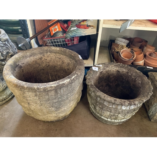 33 - 2 COMPOSITE STONE PLANTERS