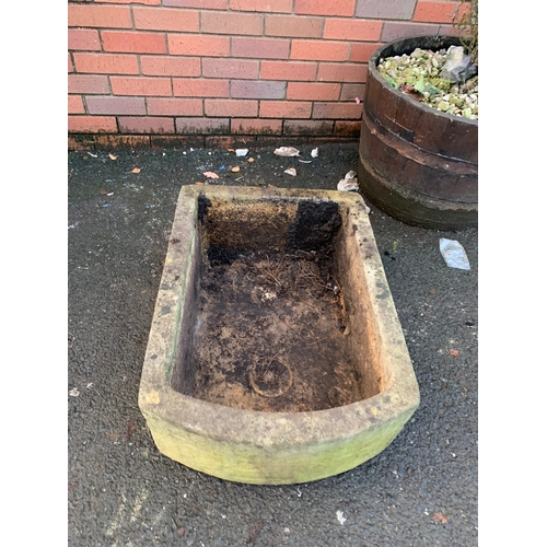 22 - COMPOSITE STONE GARDEN TROUGH APPROX 74CM X 52CM AF