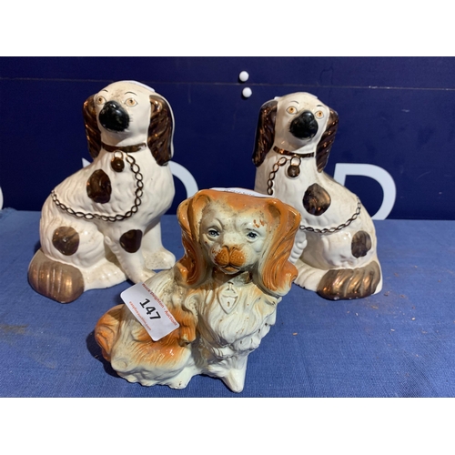 147 - STAFFORDSHIRE DOGS ETC