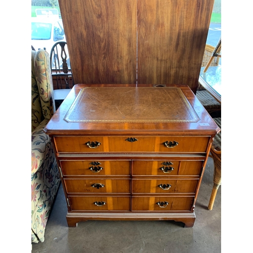 3 - LEATHER TOPPED CHEST OF DRAWERS