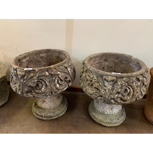 40 - PAIR OF COMPOSITE STONE GOBLETS