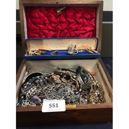 551 - JEWELLERY BOX & CONTENTS