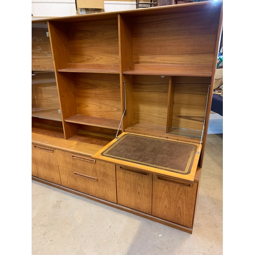 500 - LARGE TEAK SIDEBOARD WITH GLASS FRONTED CABINET