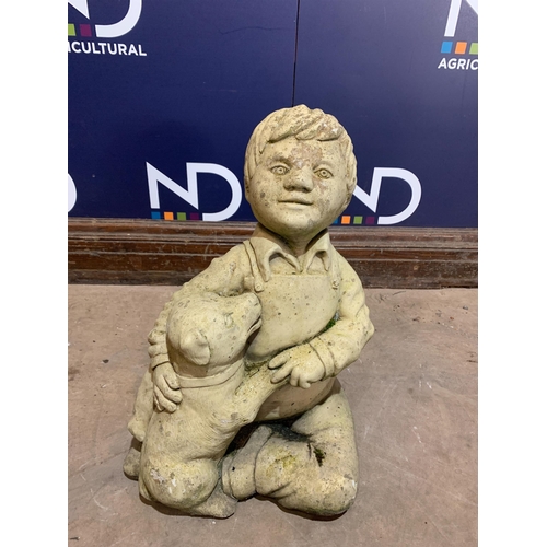 104 - COMPOSITE STONE BOY STATUE