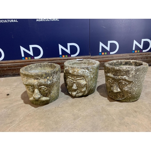 106 - 3 X SMALL COMPOSITE STONE PLANTERS