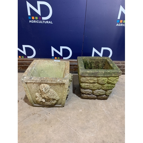 107 - 2 X COMPOSITE STONE PLANTERS