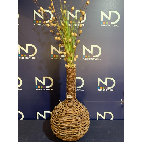 138 - RUSTIC WICKER VASE & ARTIFICIAL FLOWERS