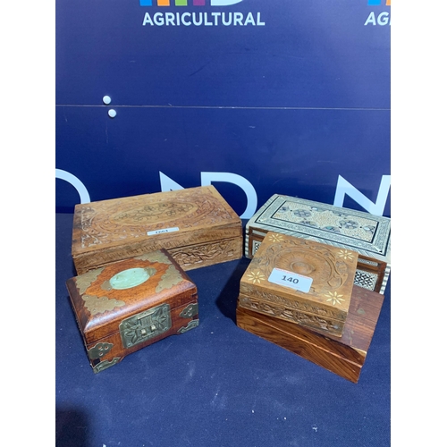 140 - COLLECTION OF TREEN BOXES