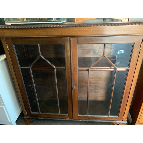 145 - VICTORIAN MAHOGANY GLASS FRONTED BOOKCASE