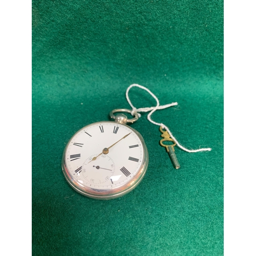 175 - SILVER FUSEE POCKET WATCH & KEY